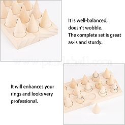 Wood Finger Ring Stand&nbsp;RDIS-WH0009-005C