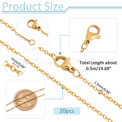 20Pcs Ion Plating(IP) 304 Stainless Steel Cable Chain Necklaces Set&nbsp;MAK-NB0001-24