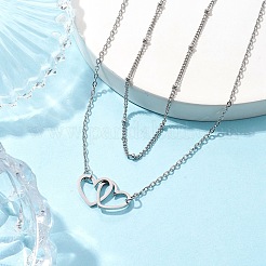 Stainless Steel Heart Pendant Necklaces for Women&nbsp;NJEW-JN04735-02