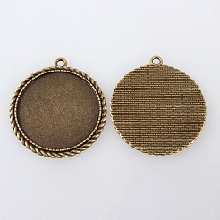 Vintage Tibetan Style Alloy Pendant Cabochon Bezel Settings&nbsp;TIBEP-M018-72AB-NF