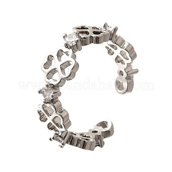 Brass Micro Pave Cubic Zirconia Cuff Rings for Women&nbsp;RJEW-Q008-01P-02