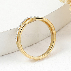 304 Stainless Steel & Handmade Polymer Clay Rhinestones Finger Rings&nbsp;WG9A093-02