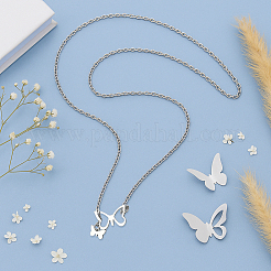 4Pcs 2 Colors 304 Stainless Steel Hollow Butterfly Pendant Necklaces for Women&nbsp;NJEW-HY0001-23