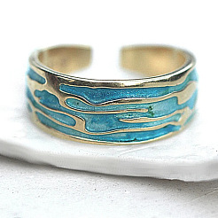 Alloy Enamel Open Cuff Rings for Women&nbsp;WG8ECE1-01