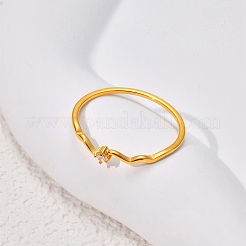 304 Stainless Steel Micro Pave Cubic Zirconia Finger Rings for Women&nbsp;WGC3690-01