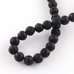 Dyed Natural Lava Rock Gemstone Round Bead Strands&nbsp;X-G-R293-04