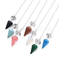 Natural & Synthetic Mixed Gemstone Hexagonal Pointed Dowsing Pendulums&nbsp;G-A024-A