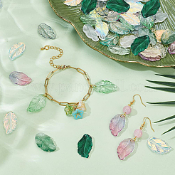 60Pcs 6 Colors Leaf Glass Pendants & 40Pcs 4 Colors Handmade Lampwork Pendant Findings Kits&nbsp;GLAA-PA0001-47
