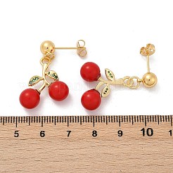 Brass Enamel Stud Earrings&nbsp;EJEW-Q045-04G