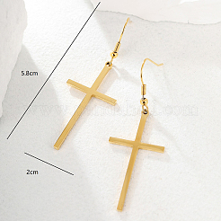 Classic Minimalist 201 Stainless Steel Cross Dangle Earrings&nbsp;SK8644