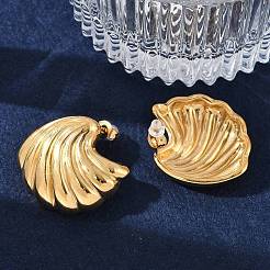 304 Stainless Steel Sea Wave Stud Earrings&nbsp;EJEW-M073-07G-01