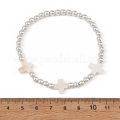 4Pcs 4 Styles Printed Porcelain Beads & Synthetic Hematite Beads & Shell Beads & ABS Plastic Pearl Stretch Bracelets Sets for Women&nbsp;BJEW-JB14203-01