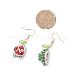 Handmade Glass Seed Beads Watermelon Dangle Earrings&nbsp;EJEW-MZ00540-01