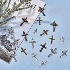 64Pcs 8 Style Tibetan Style Alloy Pendants&nbsp;FIND-SZ0002-81