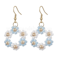 Handmade Glass Seed Beads Flower & 304 Stainless Steel Dangle Earrings for Women&nbsp;EJEW-JE06201