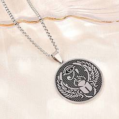 Religion 201 Stainless Steel Eye of Horus Egyptian Scarab Pendant Egyptian Scarab Box Chain Necklaces&nbsp;SA-H003-02P