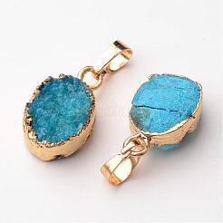 Oval Natural Druzy Agate Pendants&nbsp;G-K101-B01-G