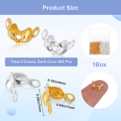 1200Pcs 2 Colors Brass Bead Tips&nbsp;KK-SP0001-94