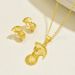 Brass Round Pendant Necklace & Stud Earrings Sets for Women&nbsp;SN1868
