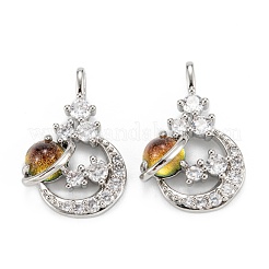 Brass Clear Cubic Zirconia Glass Pendants&nbsp;ZIRC-C024-21P