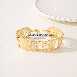 Brass Hollow Flower Wide Link Bracelets for Women&nbsp;BT5345