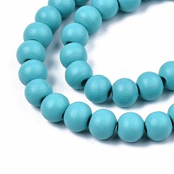 Painted Natural Wood Beads Strands&nbsp;WOOD-S053-54F