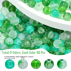 300Pcs 5 Styles Transparent Spray Painting Crackle Glass Beads&nbsp;GLAA-PA0001-57