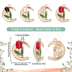 24Pcs 4 Colors Alloy Enamel Pendants&nbsp;ENAM-SC0006-07