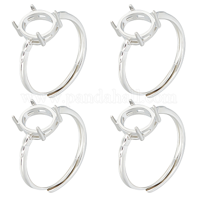 4Pcs Adjustable Brass Solitaire Ring Settings&nbsp;KK-BBC0011-85-1