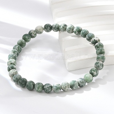 Natural Green Spot Jasper Bead Stretch Bracelets&nbsp;BJEW-K212-A-017-1