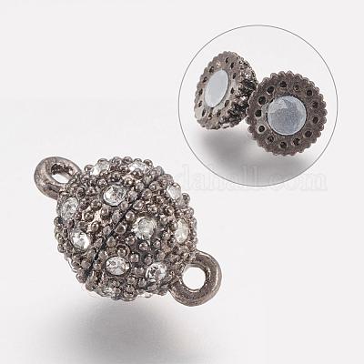 Alloy Rhinestone Magnetic Clasps with Loops&nbsp;RB-H116-2-B-1