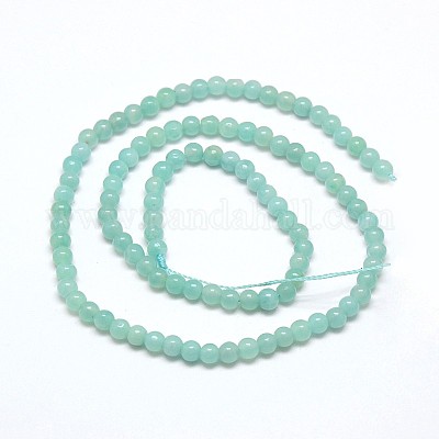 Natural Amazonite Round Bead Strands&nbsp;G-N0081-4mm-17-1