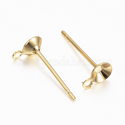 304 Stainless Steel Stud Earring Settings&nbsp;STAS-H558-09G-1