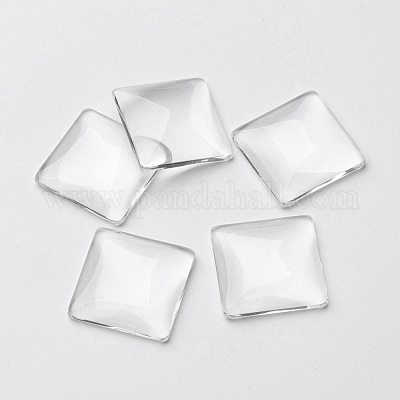 Transparent Glass Square Cabochons&nbsp;X-GGLA-S022-20mm-1