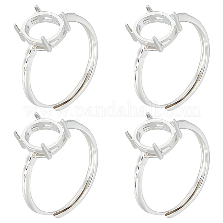 4Pcs Adjustable Brass Solitaire Ring Settings KK-BBC0011-85-1
