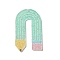 Acrylic Pendants, with Glitter Powder, Pencil, Medium Aquamarine, 52.5x30x2mm, Hole: 1.8mm