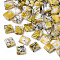 2-Hole Drawbench Glass Seed Beads, Opaque Spray Painted, Square, Yellow, 5x4.5~5x2~2.5mm, Hole: 0.5~0.8mm