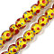 Handmade Lamword Beads Strands, Round with Polka Dot, Yellow, 10~11x9~10mm, Hole: 1.4mm, about 40pcs/strand, 14.2~15.94''(36~40.5cm)