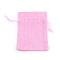 Polyester Imitation Burlap Packing Pouches Drawstring Bags, Pearl Pink, 9x7cm