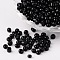 8/0 Opaque Colours Round Glass Seed Beads, Black, 3mm, Hole:1mm, about 1101pcs/50g