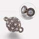Alloy Rhinestone Magnetic Clasps with Loops&nbsp;RB-H116-2-B-2