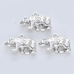 Tibetan Style Alloy Pendants, Cadmium Free & Lead Free, Bear, Antique Silver, 15x24x5.5mm, Hole: 2mm, about 143pcs/500g