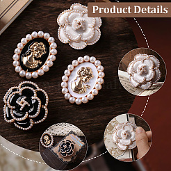 Flower Alloy Enamel & Plastic Pearl Clips&nbsp;AJEW-WH20130-221A-02
