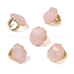 Natural Rose Quartz & Alloy Finger Rings for Women&nbsp;RJEW-G375-01G-01