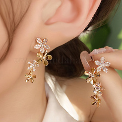 Flower Alloy & Crystal Rhinestone Dangle Stud Earrings&nbsp;FS-WG0E7F6-01
