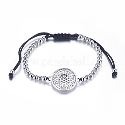 Adjustable Brass Braided Beaded Bracelets&nbsp;BJEW-F282-29-RS