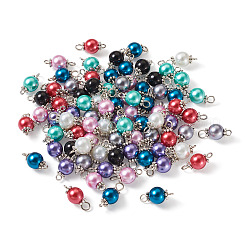 100Pcs 8 Colors Glass Pearl Round Bead Connector Charms&nbsp;FIND-YS0001-21