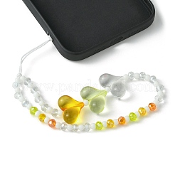 Heart Acrylic & Glass Beaded Mobile Straps&nbsp;HJEW-TA00057