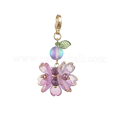 Flower Synthetic Moonstone & Glass Pendant Decorations&nbsp;HJEW-TA00337-01