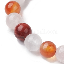 8mm Round Natural Red Jasper & Rose Quartz & Carnelian & Quartz Crystal Beaded Stretch Bracelets for Women&nbsp;BJEW-JB10625-04